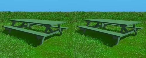 Une table à pique-nique en vue stéréo