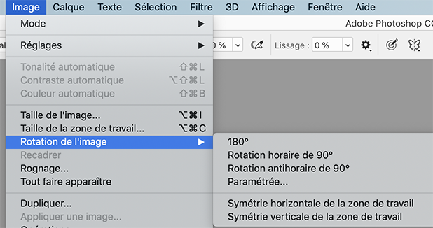 Transformation, redimensionnement calque, rotation