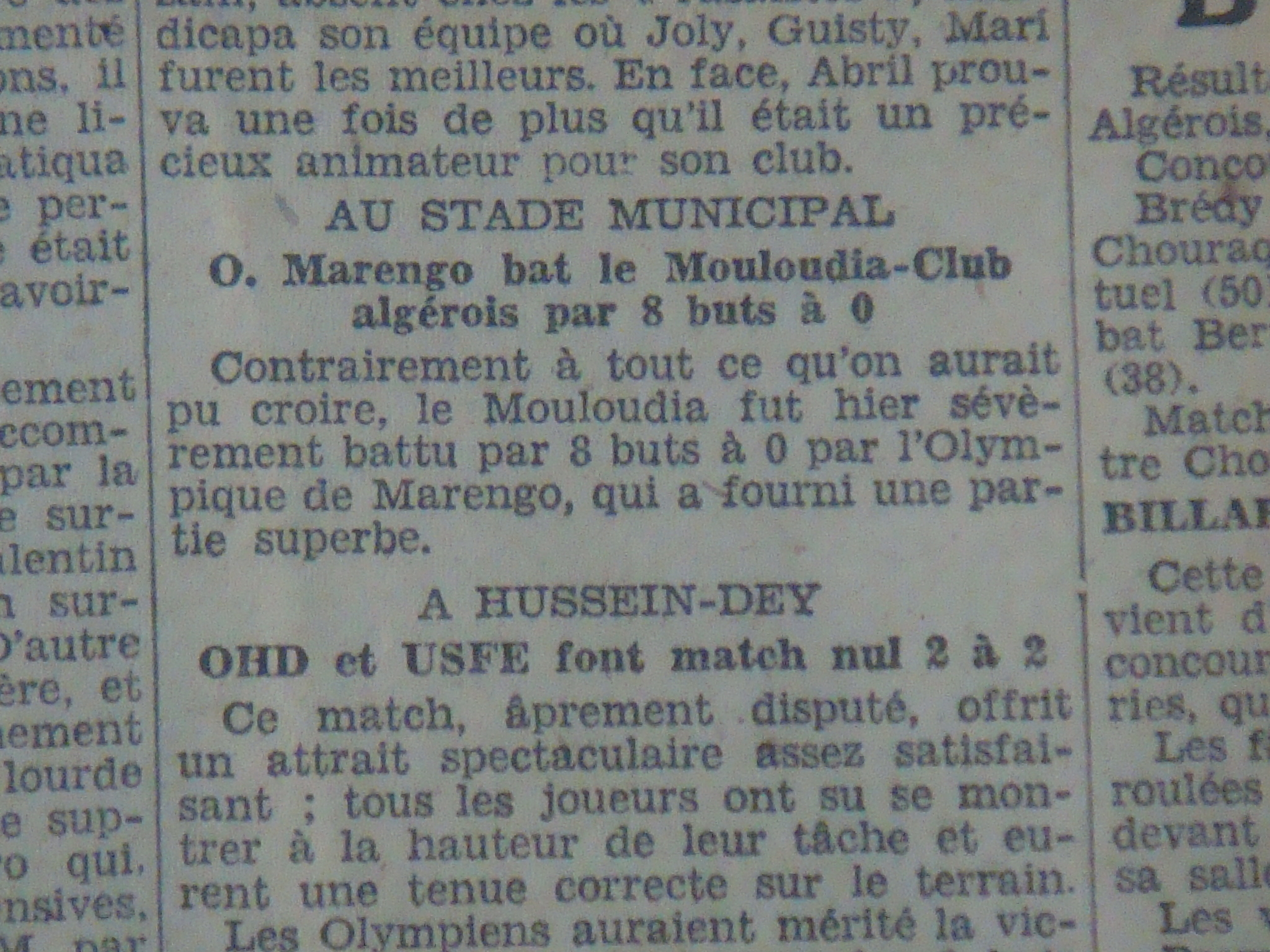 Dimanche 15.11.1931 au stade municipal MCA-O.Marengo 0-8-8