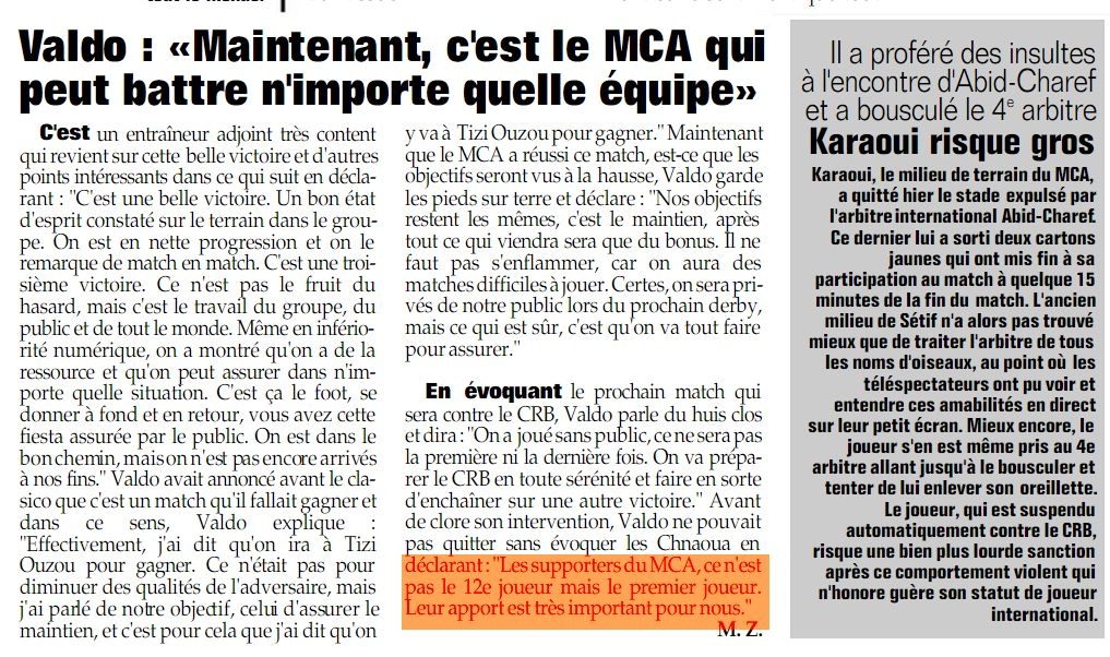 Samedi 28.03.2015 à Tizi Ouzou JSK-MCA 1-2