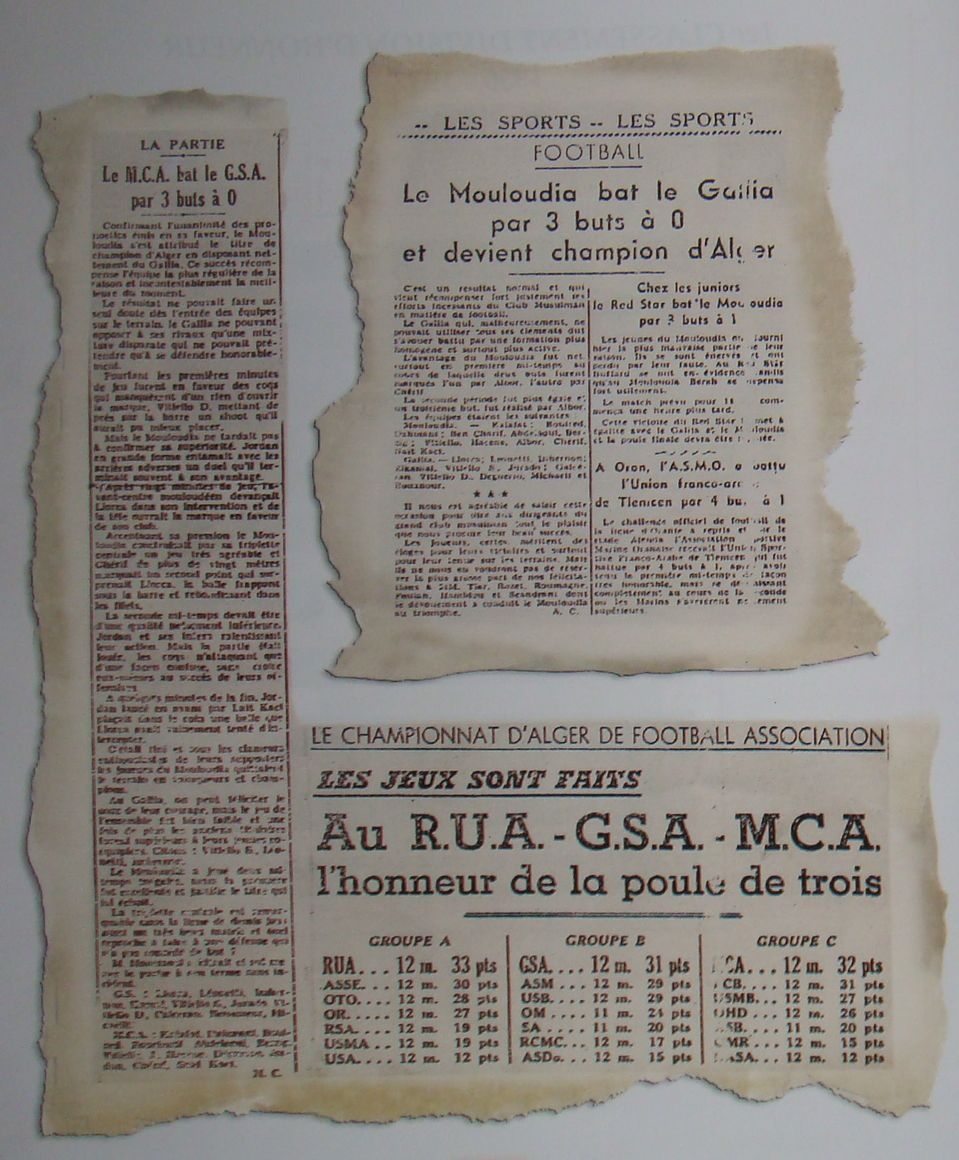 mca poule finale et champion d\'alger 1939-1940