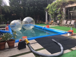 rainbow bubble soccer pool 