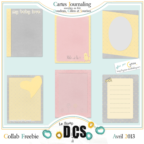 Carte Journaling  "Doudous, Câlins et Sourires" chez DCS