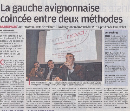 Article de "la Provence " sur la réunion du 18 Octobre