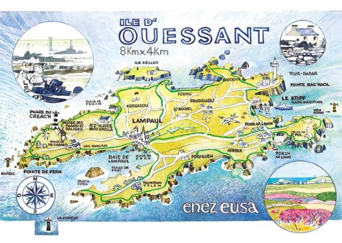 Iles du PONANT : Ile d'Ouessant | Pictorial maps, Map, Illustrated map