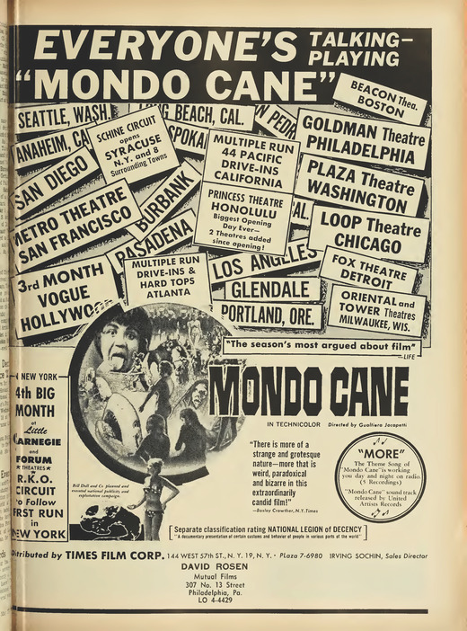 MONDO CANE BOX OFFICE 1963