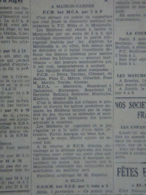 Dimanche 2.11.1930 maison carrée coupe AFN  FCB-MCA 3-0