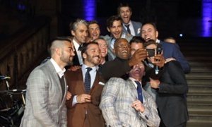 A group selfie at last year's inaugural One For The Boys Fashion Ball, featuring Samuel L Jackson, David Walliams, Simon Pegg and Jeremy Piven.