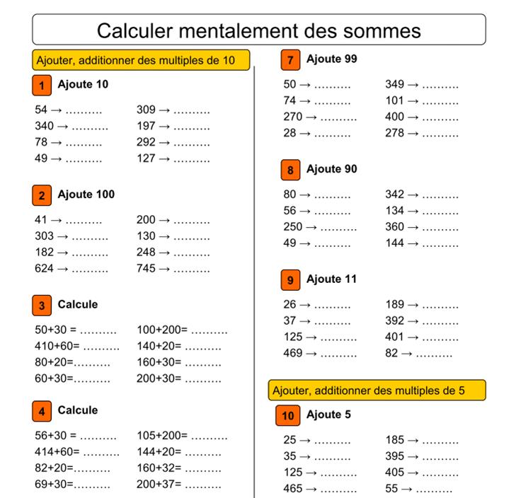 Calcul mental CE2 - Classe de François
