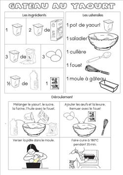Fiche recette du gâteau au yaourt (maternelle)