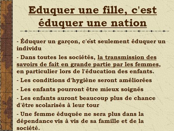 "Eduquer une fille c'est éduquer une nation" une conférence proposée par le Zonta Club Châtillonnais