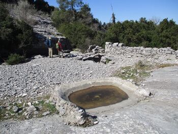 Dans l'enceinte de la citerne d'Estienne, un bassin abreuvoir récent