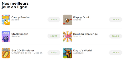 Liste de quelques jeux en ligne disponibles sur Mobijeux