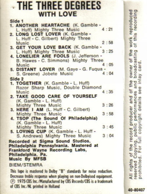 1975 : The Three Degrees : Album " International " Philadelphia International Records KZ 33162 [ US ]