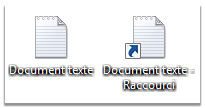 Image d'un exemple d’icône de fichier et de l’icône du raccourci associé