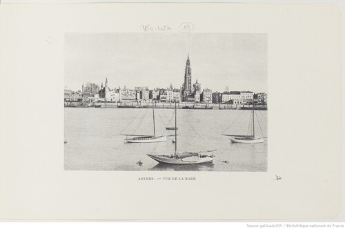 Anvers, vue de la rade - Belgique pittoresque et monumentale. Bruxelles, C. Bulens, s.d. (vers 1900)(gallica)