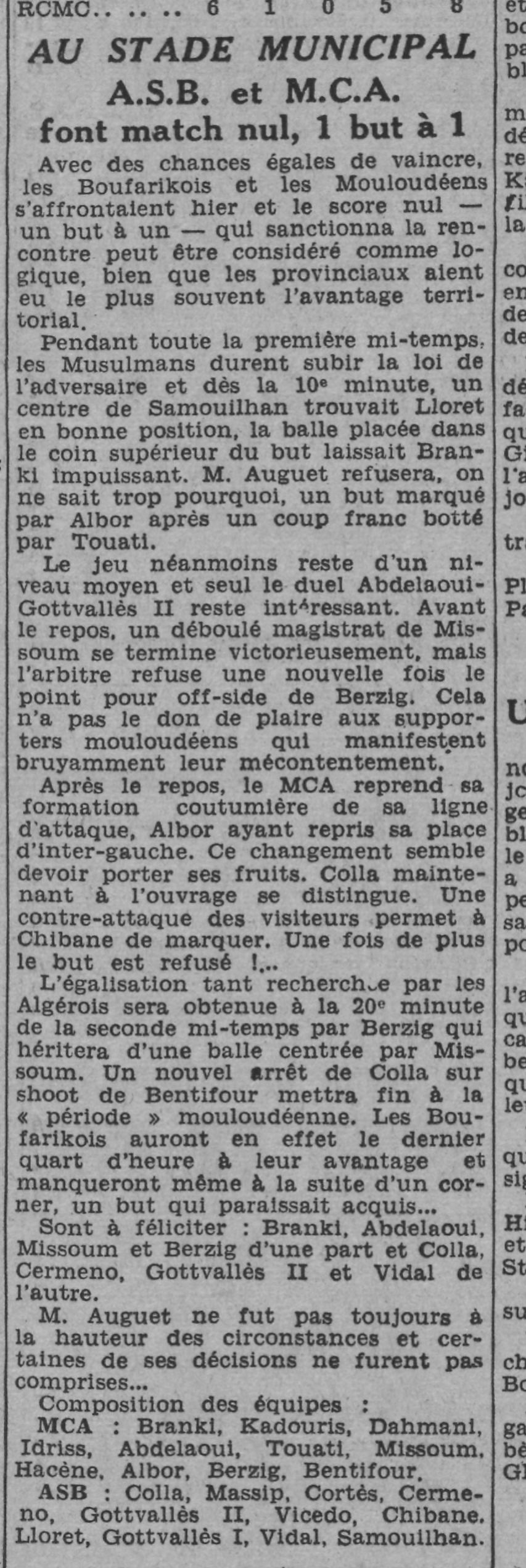 24.11.1940 au Municipal MCA-AS Boufarik 1-1