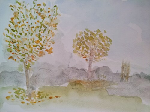 Etude d'arbres à l'aquarelle