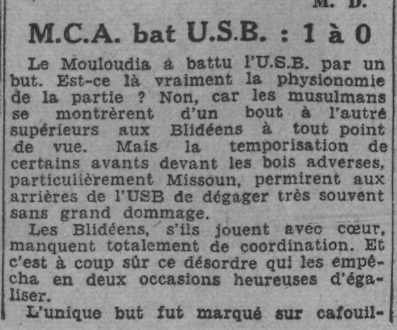Dim 21.02.1943 à St eugène MCA-US Blida 1-0