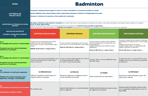 BADMINTON Cycle3 Bilan leçon 10 6A