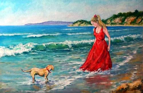 Dessin et peinture - vidéo 2016 : Jeux de plage sur la côte-d'azur - peinture à l'huile.