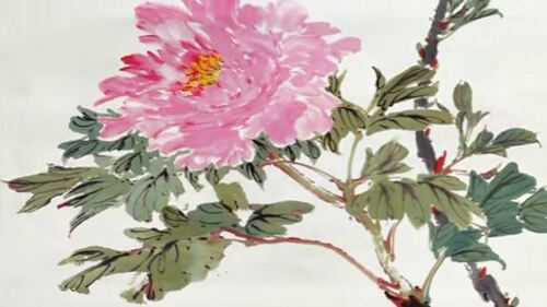Dessin et peinture - vidéo 1883 : Comment peindre une fleur de pivoine ? - peinture chinoise.
