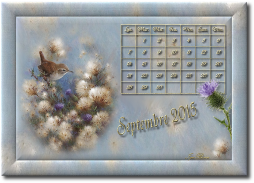 Calendrier Septembre 2015