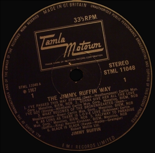 Jimmy Ruffin : Album " Jimmy Ruffin Sings Top Ten " Soul Records SS 704  US ]