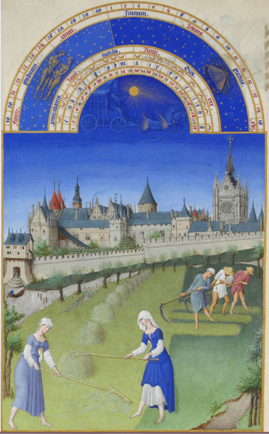 Juin, folio 6 - Les Très Riches Heures du duc de Berry, 15e s - Ms 0065, Musée Condé, Chantilly