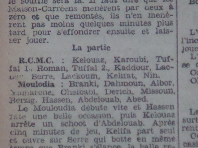 18.10.1936 mca-rcmc 3-3  les compoisitions d\'équipes