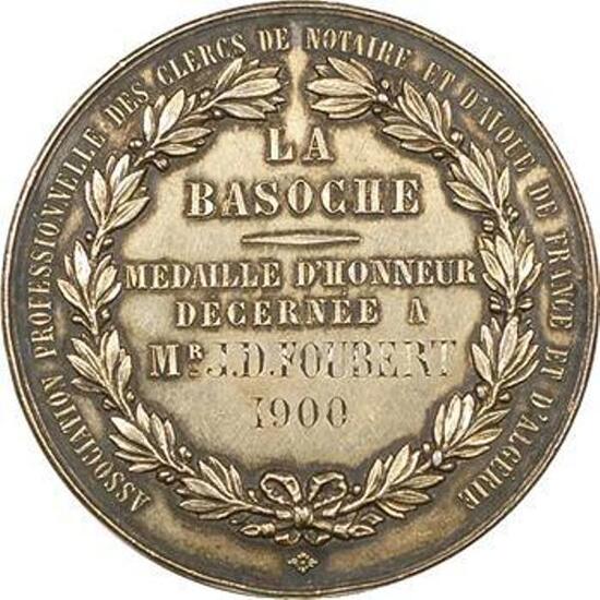 Médaille d’honneur de la Basoche, décernée à M. J. D. Foubert, 1900.