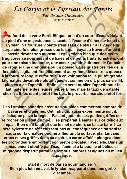 La Carpe et le Lyrsian des Forêts