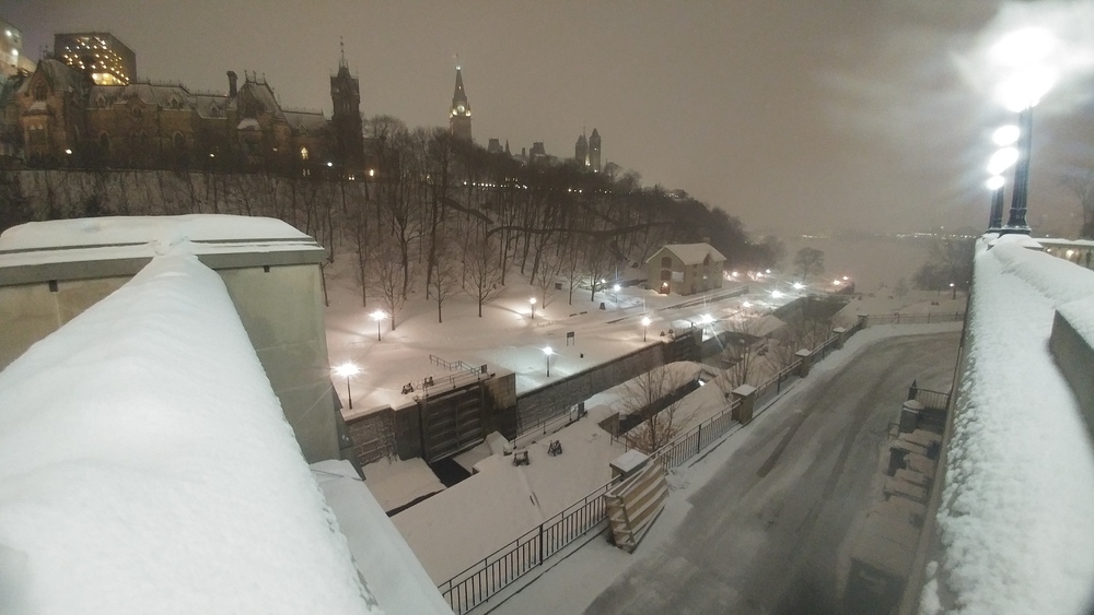 Ottawa on a snowy February night in 2020