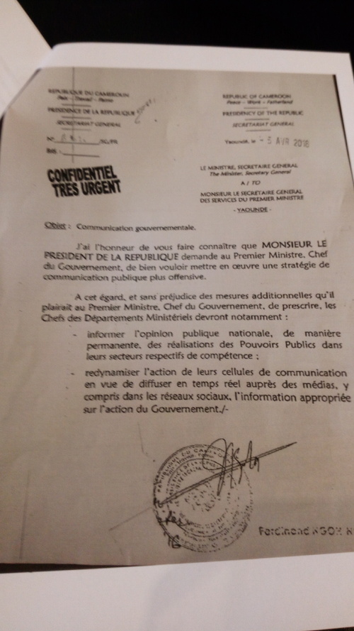 Communication : Paul Biya prescrit l’offensive