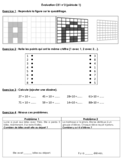 Evaluations maths n°2 (MHM) CE1.