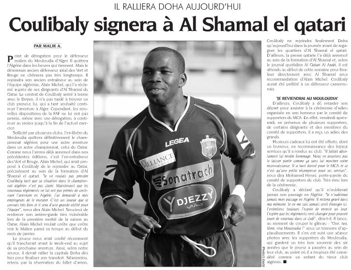 Janvier 2010, fin de cotat pour Moussa Coulibaly