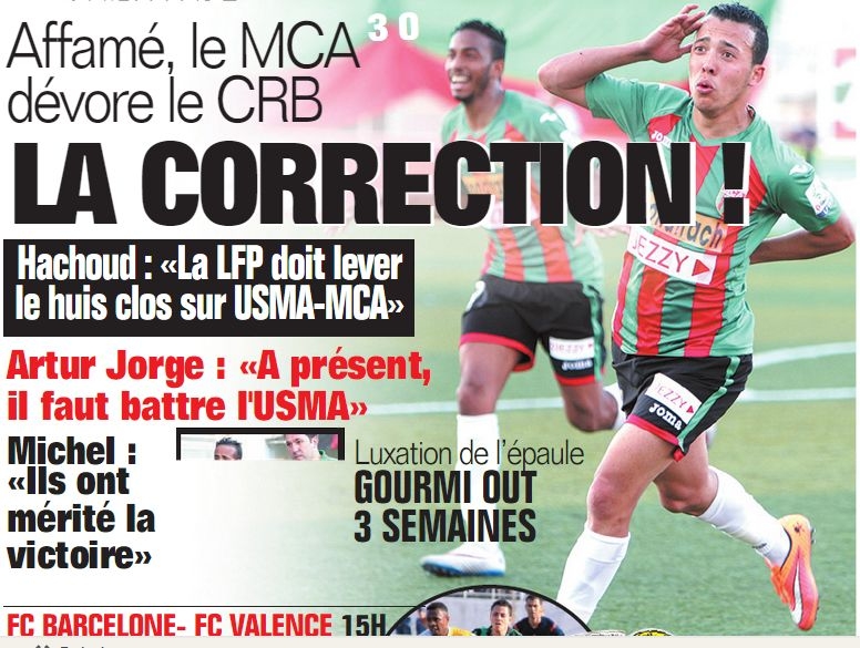 vendredi 17.04.2015 à huis clos MCA-CRB 3-0
