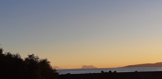 Le soir vue sur Gibraltar de notre emplacent