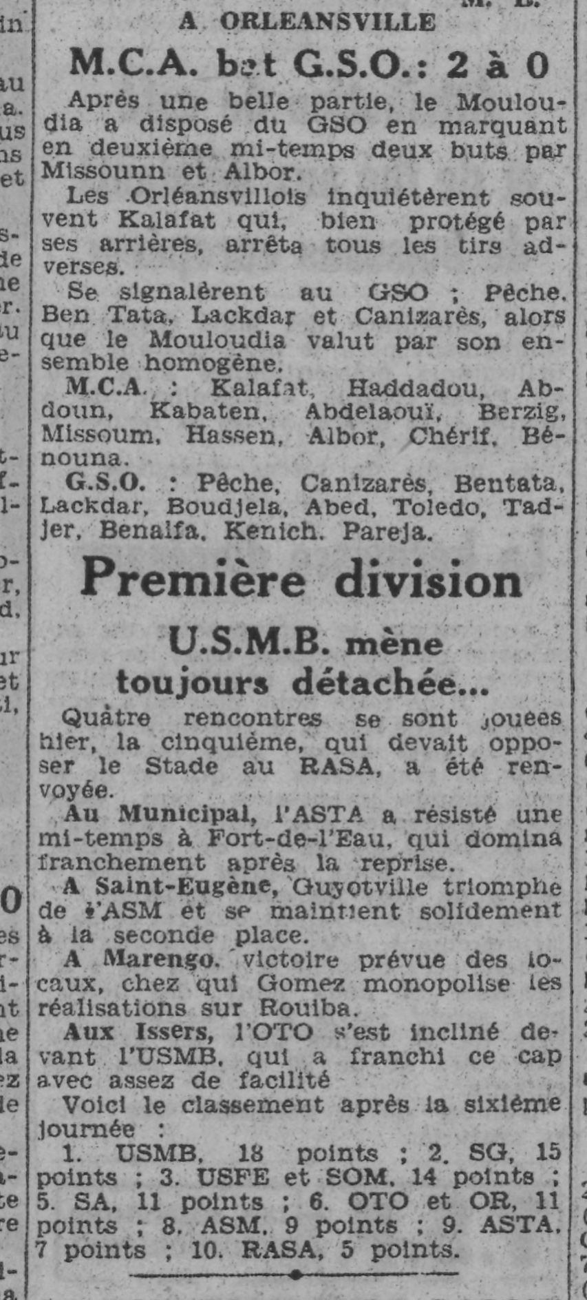 D 7.12.1941 à Orléansville GSO-MCA 0-2