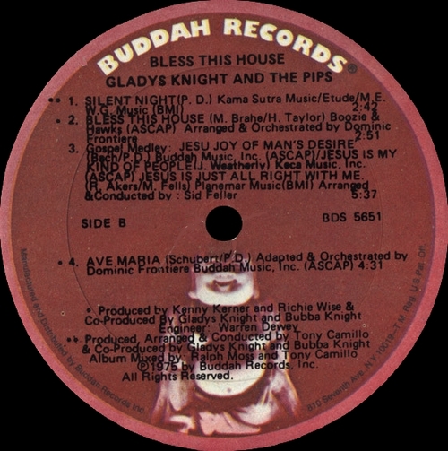 Gladys Knight & The Pips : Album " Bless This House " Buddah Records BDS 5651 [ US ]