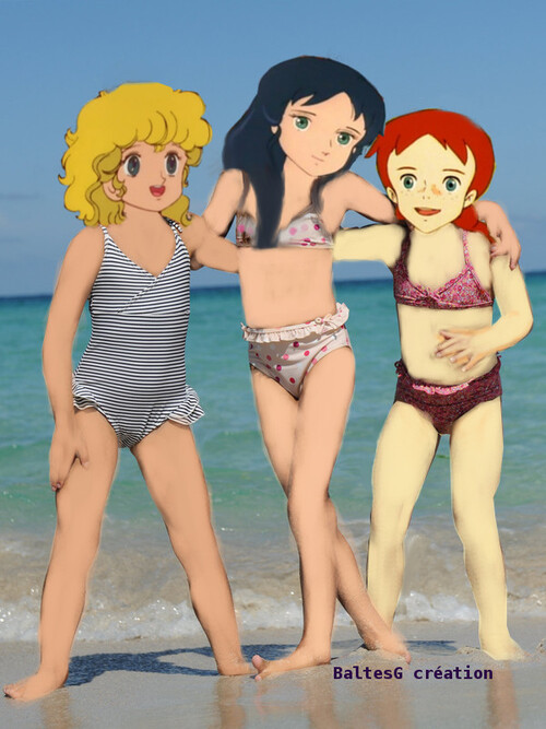 georgie ,anne ,sarah à la plage 