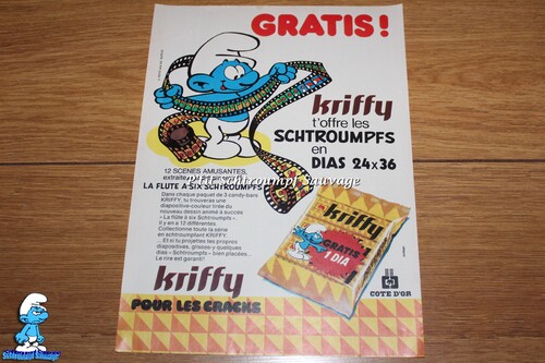 Pages publicitaires pour les produits Schtroumpf KRIFFY 1976 - 1978