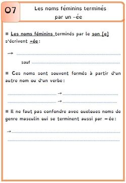 Leçon O7 Les noms féminins terminés par un –e muet  DYS