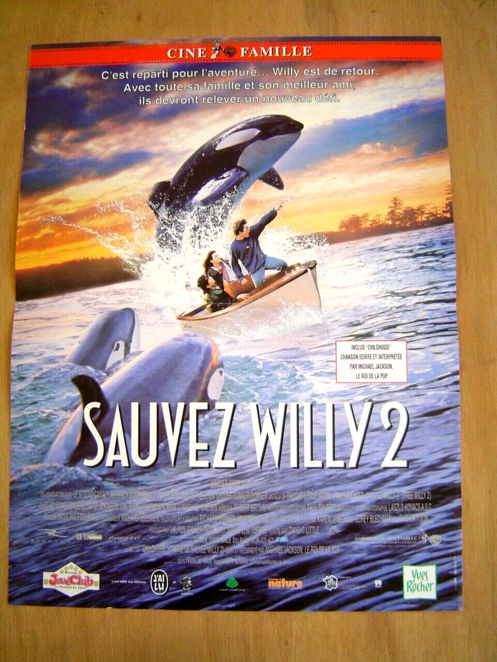 AFFICHE CINEMA ancien : film SAUVEZ WILLY 2 - DWIGHT LITTLE / WARNER BROS |  eBay