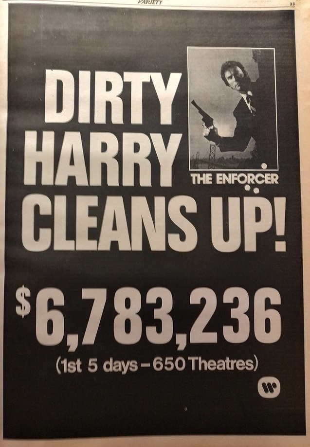 THE ENFORCER BOX OFFICE USA 1976
