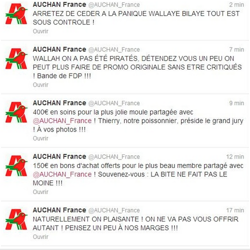 Le compte Twitter d'Auchan hacké