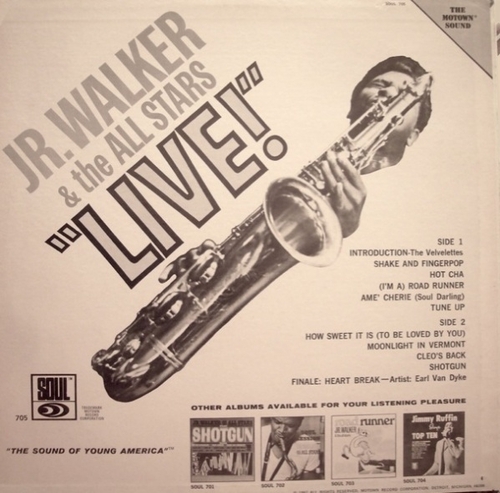 Jr. Walker & The All Stars : Album '' Live ! '' Soul Records SS 705 [ US ]