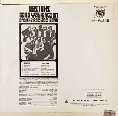 Geno Washington & The Ram Jam Band : Album " Uptight " Marble Arch Records MALS 1162 [ UK ]