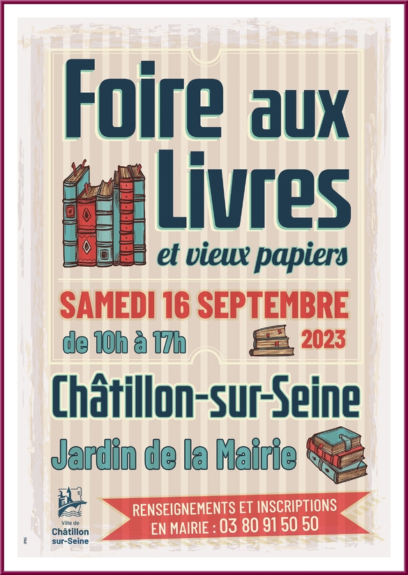  La foire aux livres et aux vieux papiers aura lieu samedi16 septembre au jardin de la Mairie