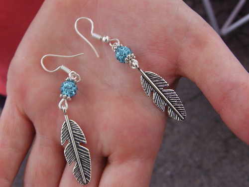 boucles d'oreilles plumes